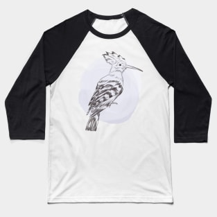 Hand drawn illustration of hoopoe forest bird Baseball T-Shirt